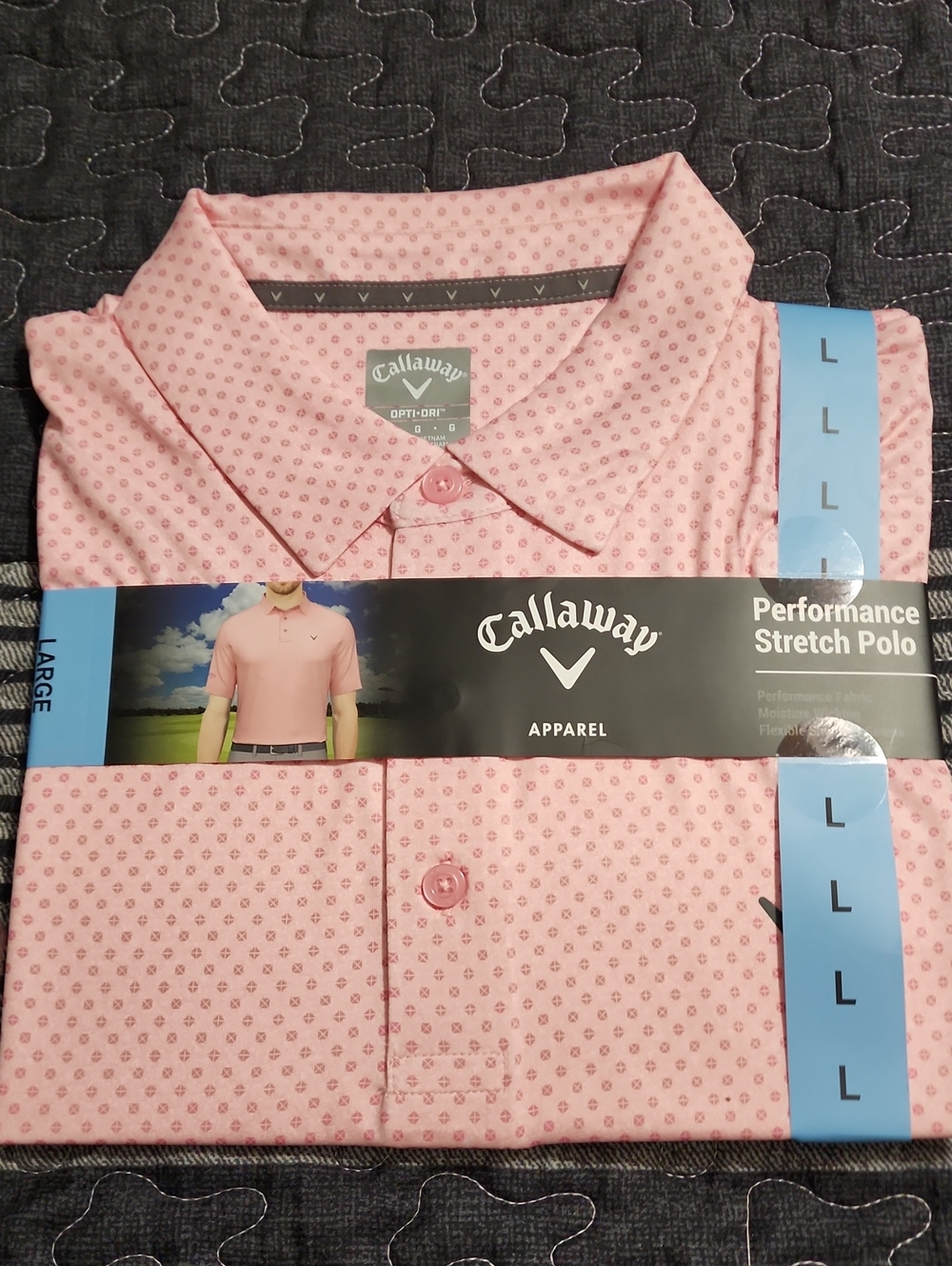 Callaway Men’s Light Pink Micro-Print Performance Polo